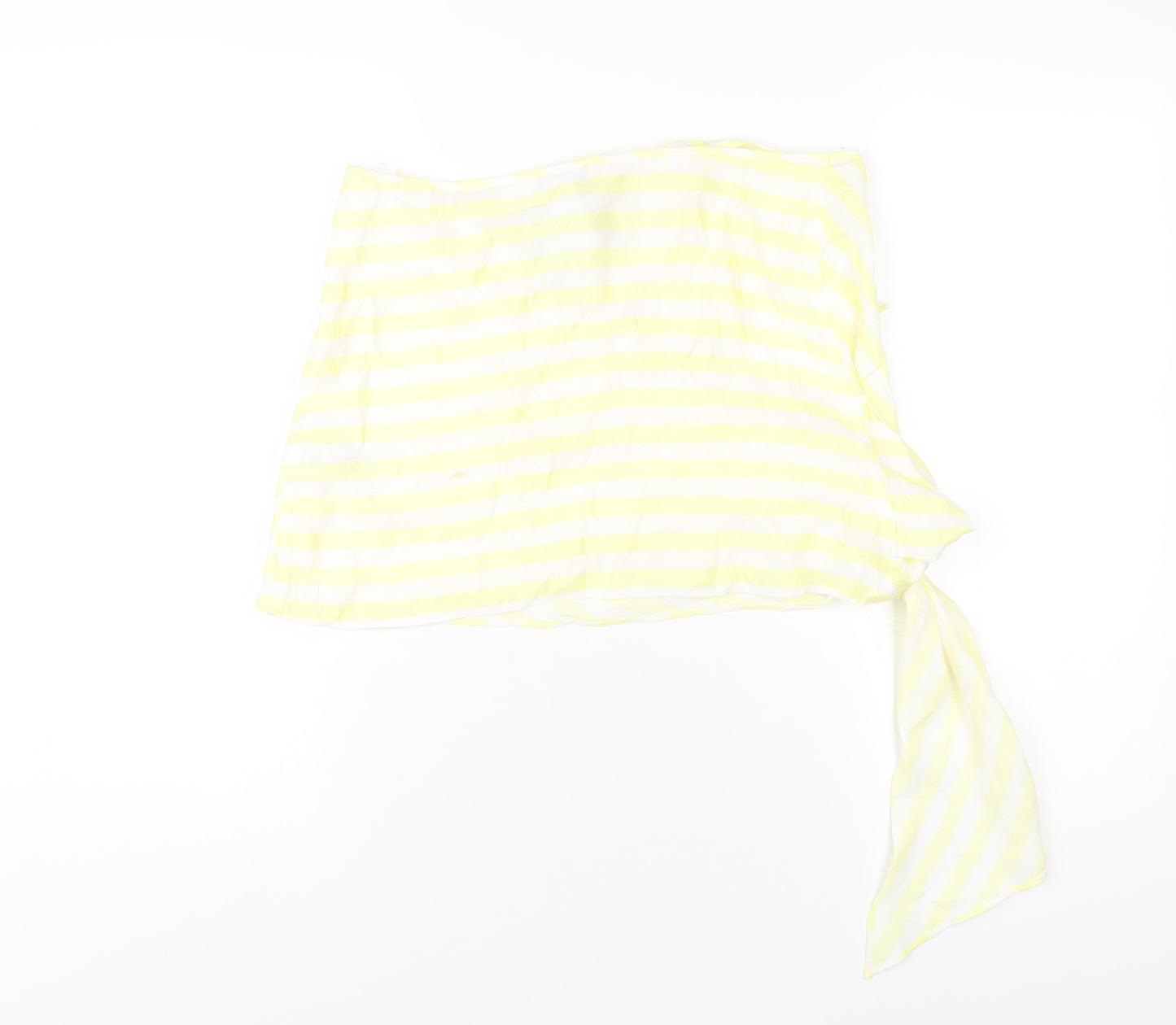 ASOS Womens Yellow Striped Viscose A-Line Skirt Size 12 Tie