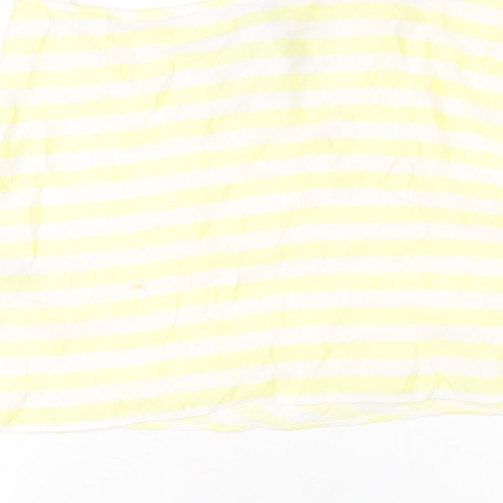 ASOS Womens Yellow Striped Viscose A-Line Skirt Size 12 Tie