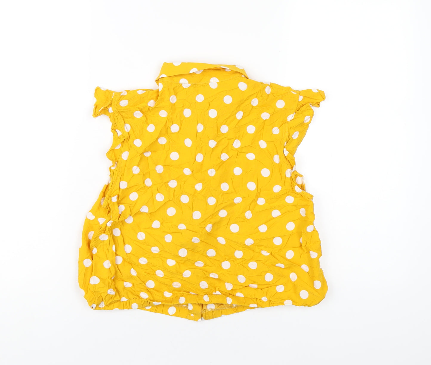 Oasis Womens Yellow Polka Dot Viscose Basic Button-Up Size 14 Collared