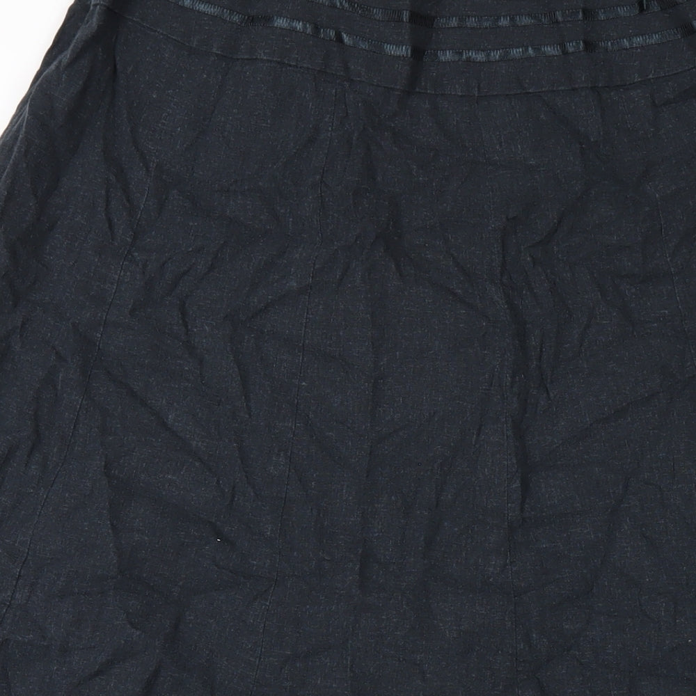 marksand Womens Black Linen A-Line Skirt Size 10 Zip