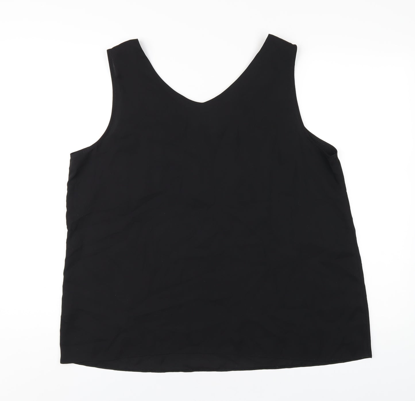 Bonmarché Womens Black Polyester Basic Tank Size 18 V-Neck