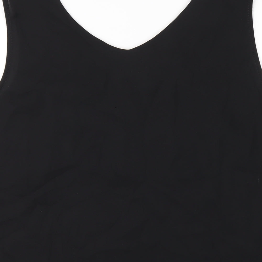 Bonmarché Womens Black Polyester Basic Tank Size 18 V-Neck