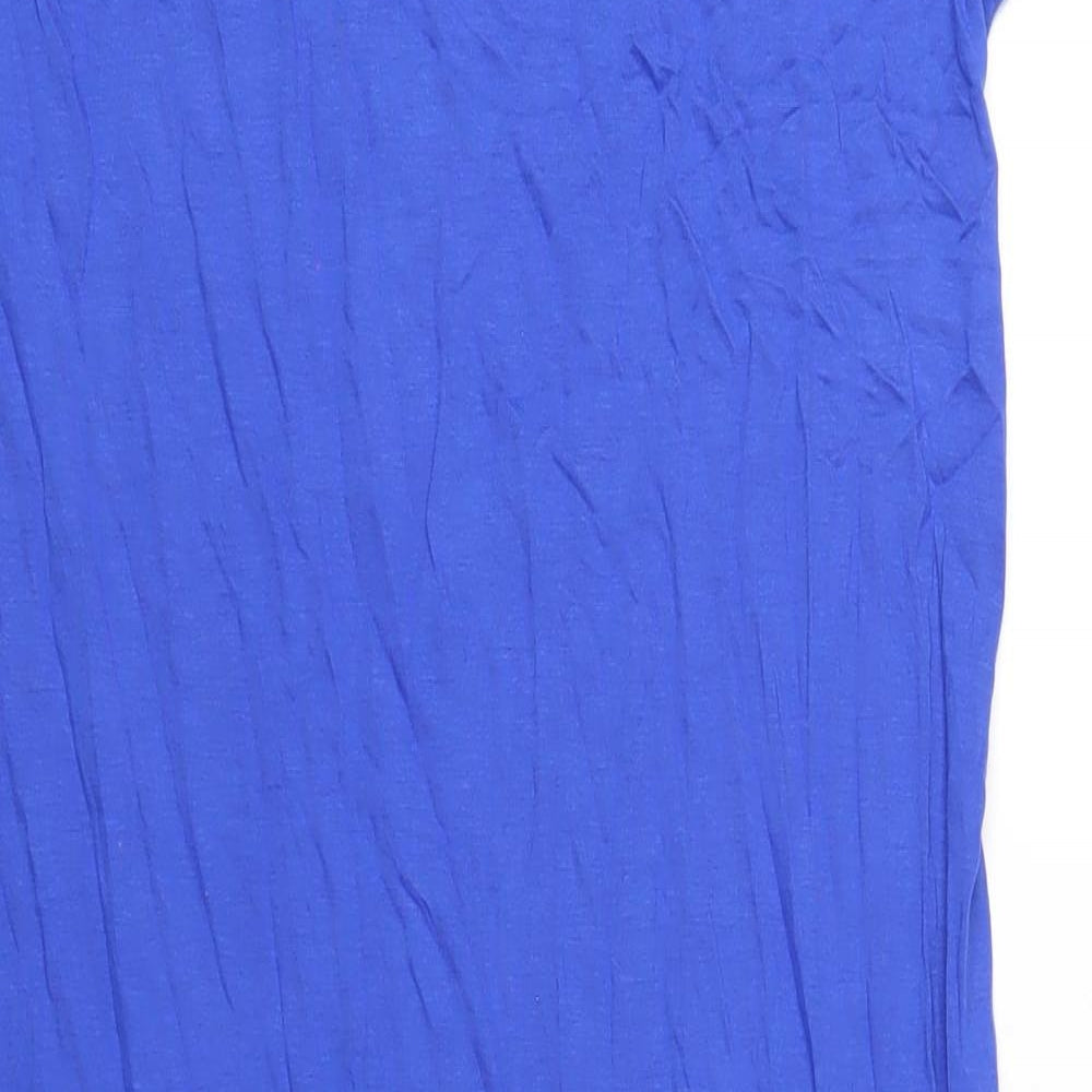 Marks and Spencer Womens Blue Viscose T-Shirt Dress Size 10 V-Neck Pullover