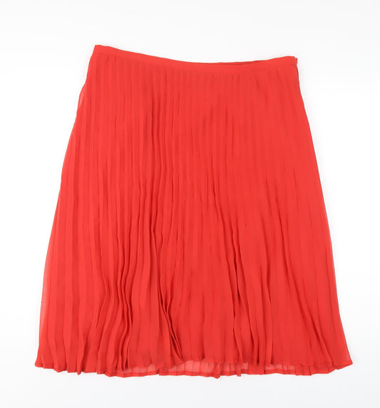 Together Womens Red Polyester Pleated Skirt Size 16 Zip