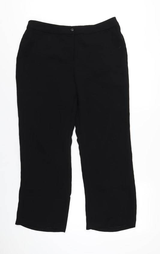 Viyella Womens Black Polyester Trousers Size 14 L29 in Regular Zip