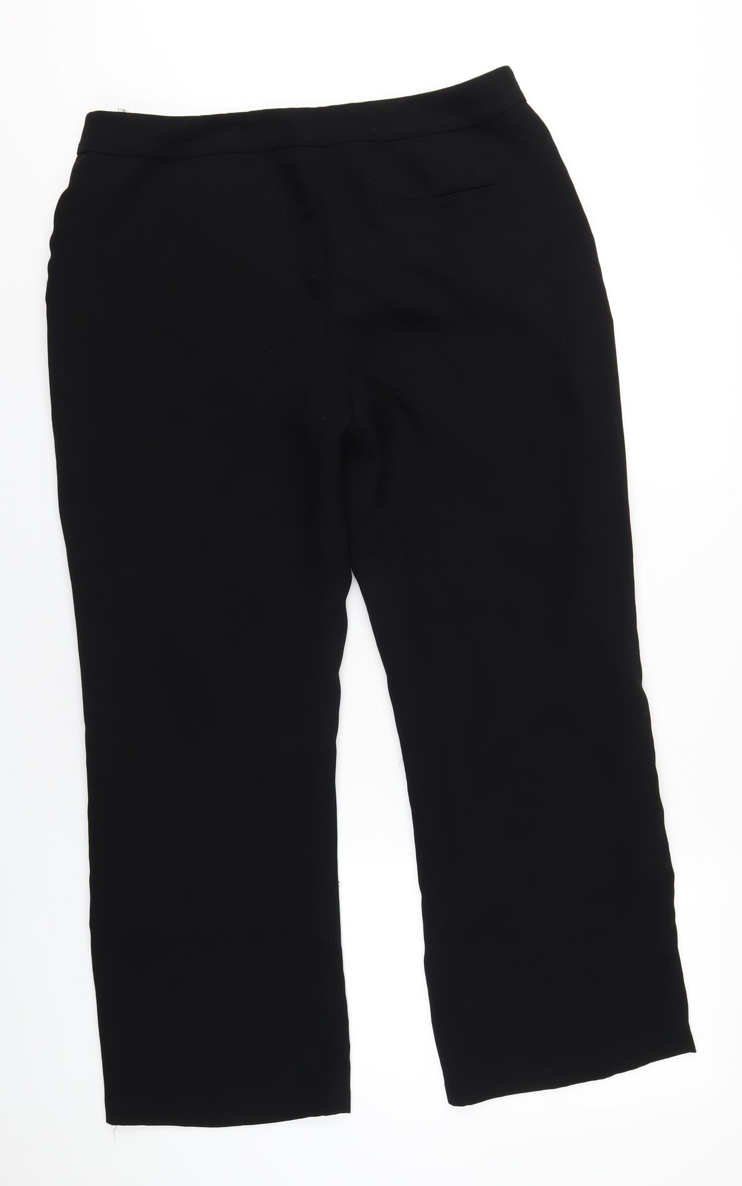 Viyella Womens Black Polyester Trousers Size 14 L29 in Regular Zip