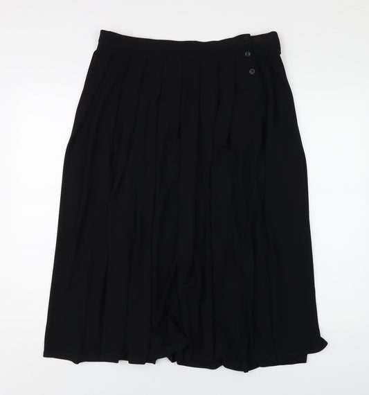 Country Casuals Womens Black Polyester A-Line Skirt Size 14 Button