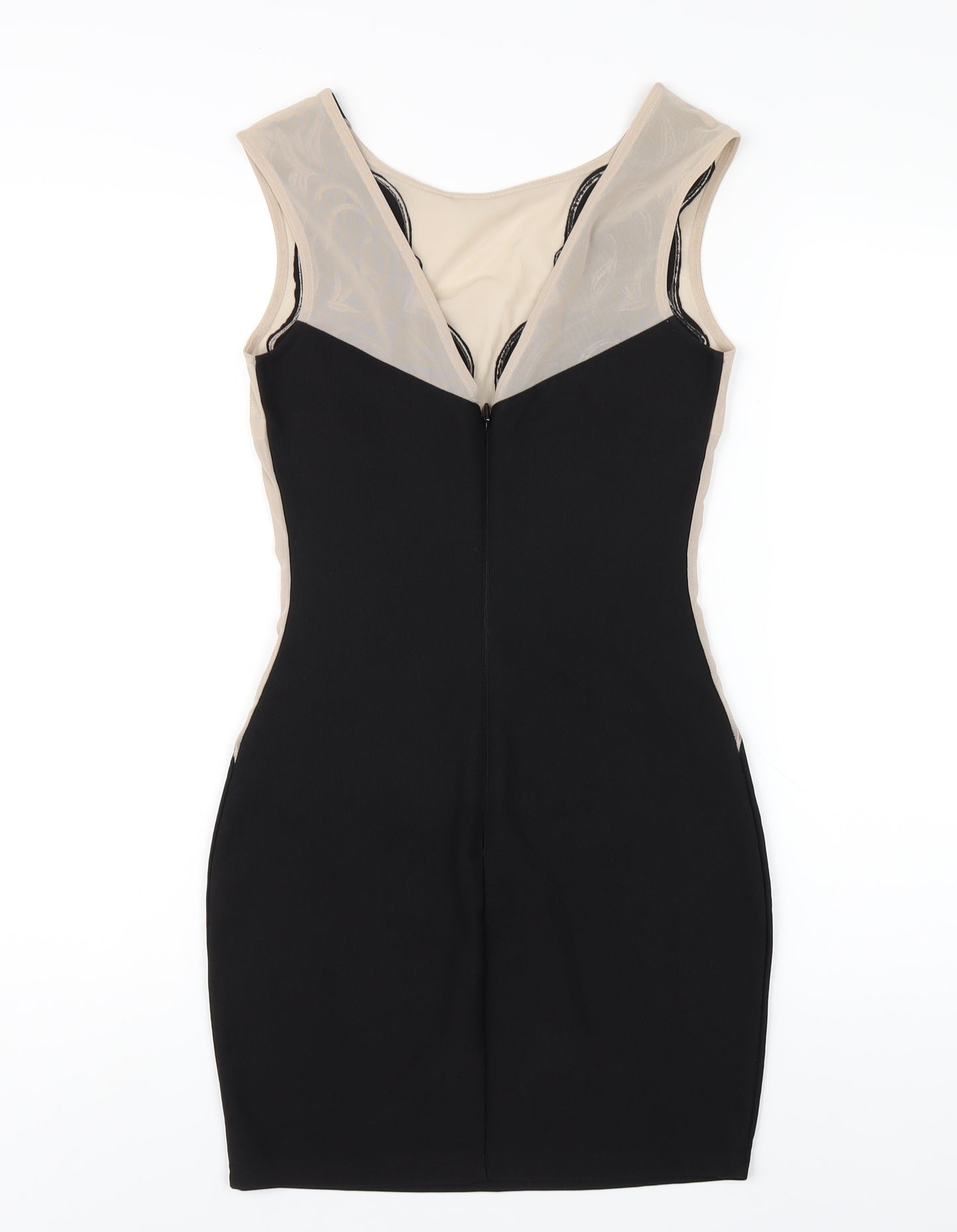 Lipsy Womens Black Polyester Bodycon Size 8 Boat Neck Zip