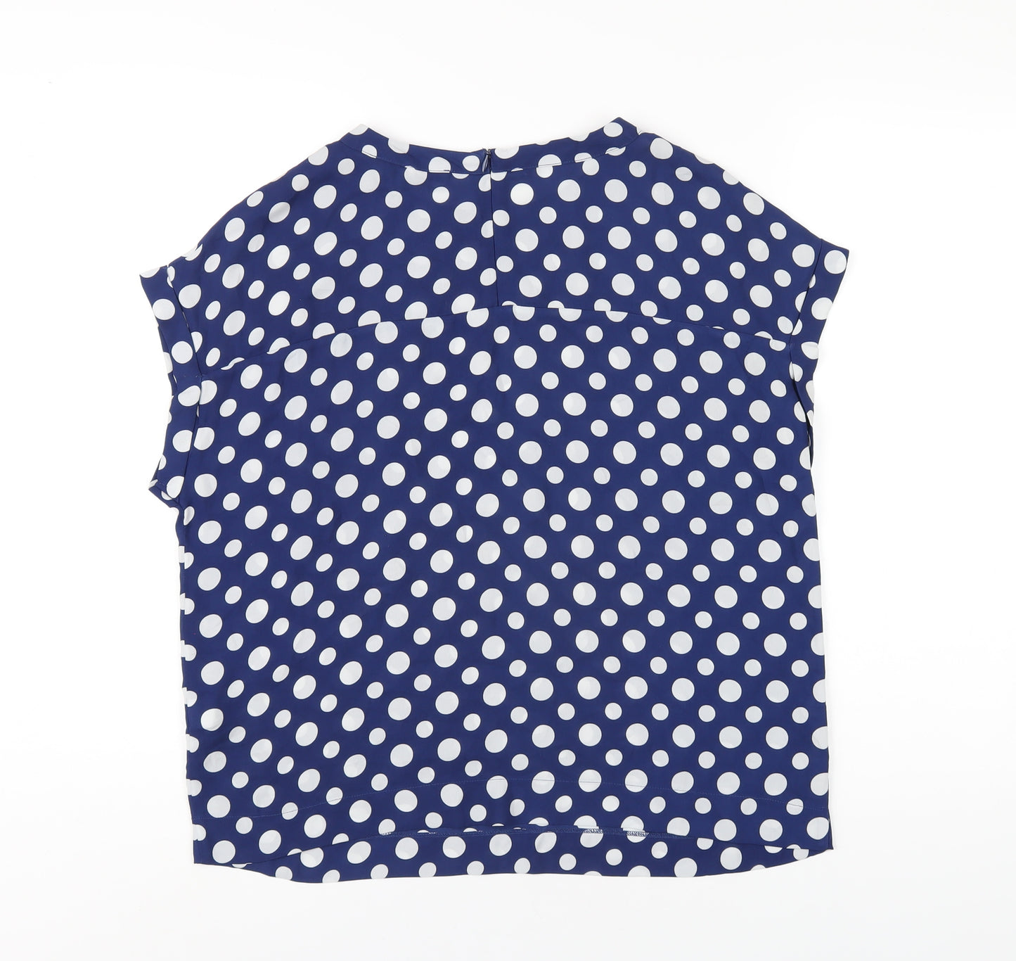 NEXT Womens Blue Polka Dot Polyester Basic T-Shirt Size 12 Round Neck