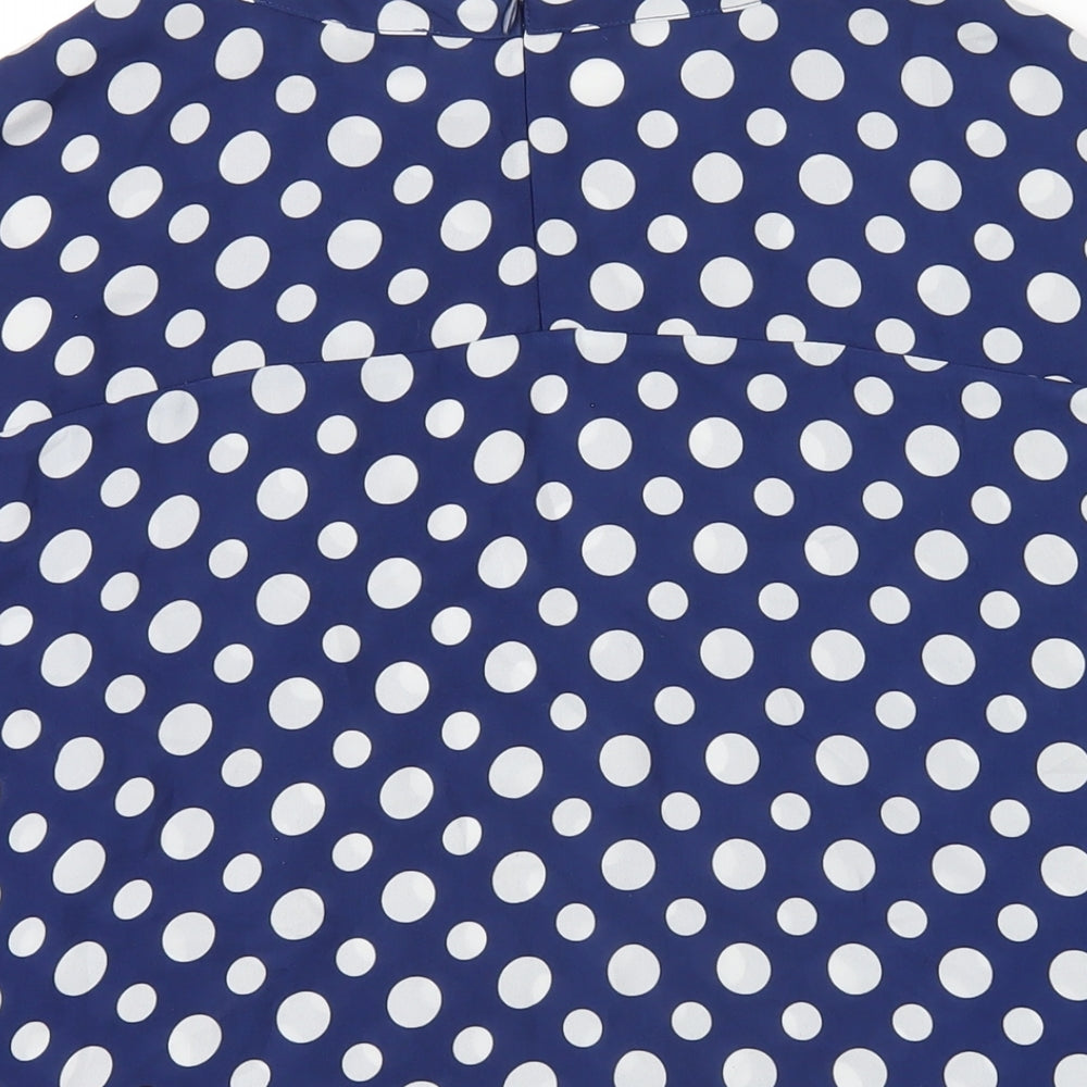 NEXT Womens Blue Polka Dot Polyester Basic T-Shirt Size 12 Round Neck