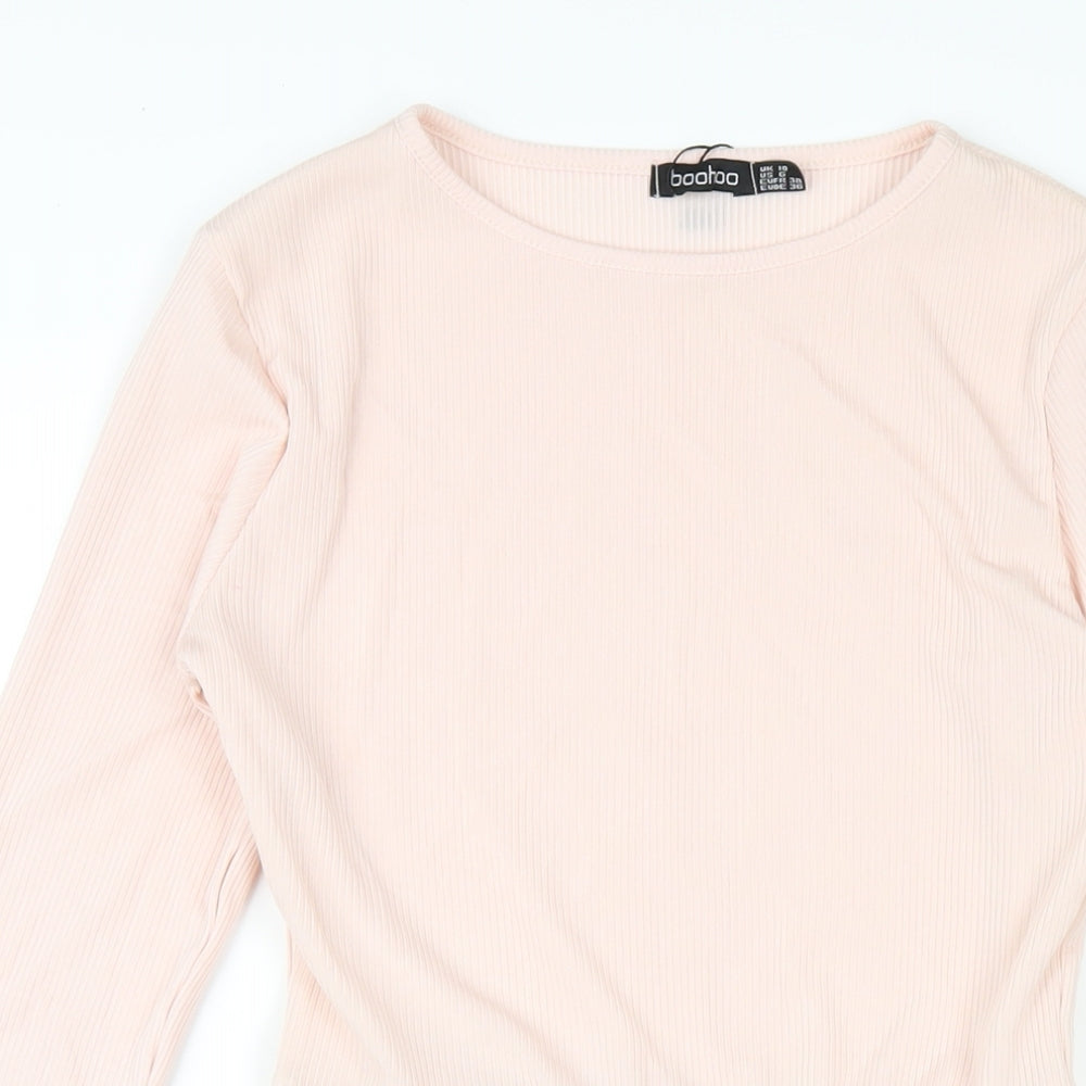 Boohoo Womens Pink Polyester A-Line Size 10 Round Neck Pullover