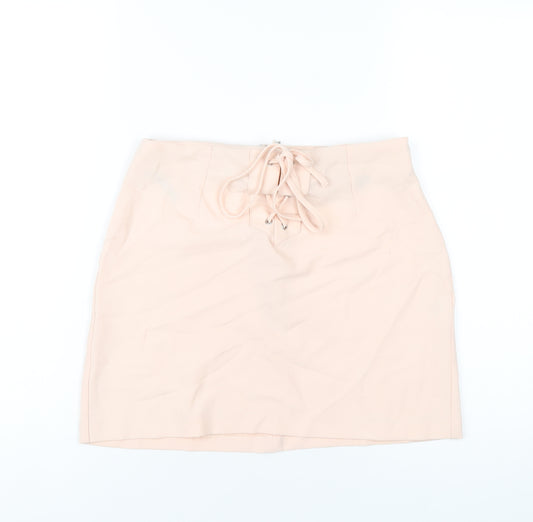 Missguided Womens Pink Polyester A-Line Skirt Size 8 Zip