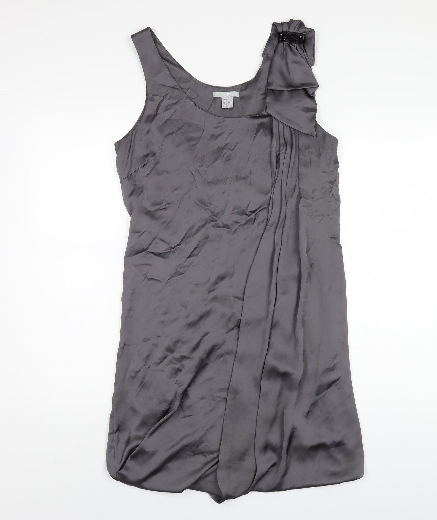 H&M Womens Grey Polyester Tank Dress Size 10 Scoop Neck Pullover