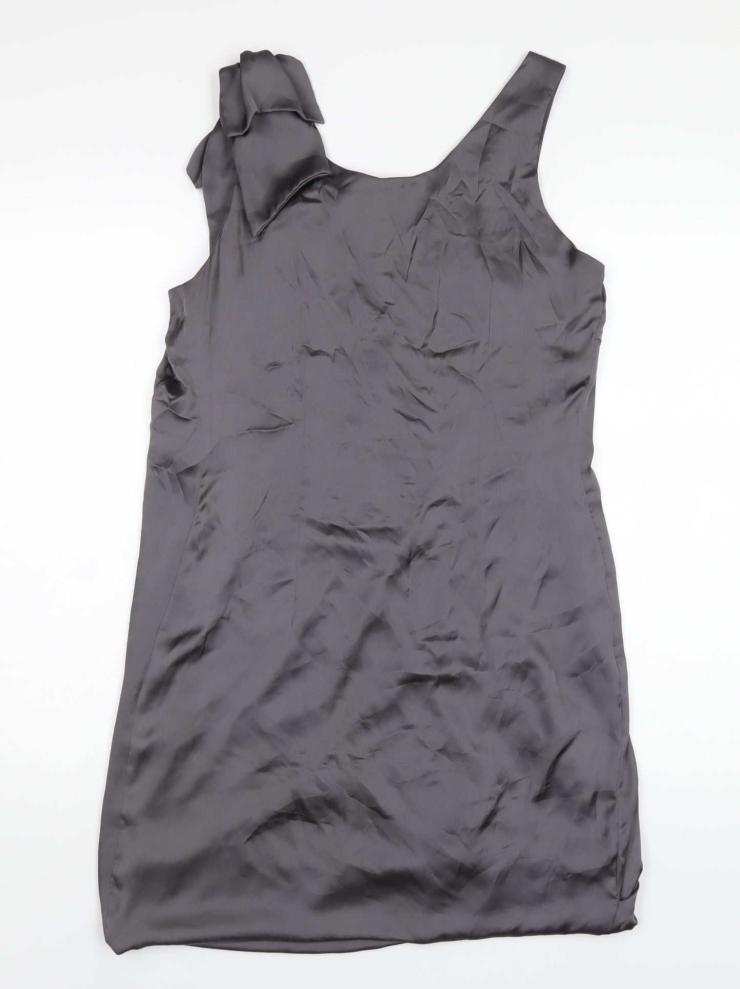 H&M Womens Grey Polyester Tank Dress Size 10 Scoop Neck Pullover