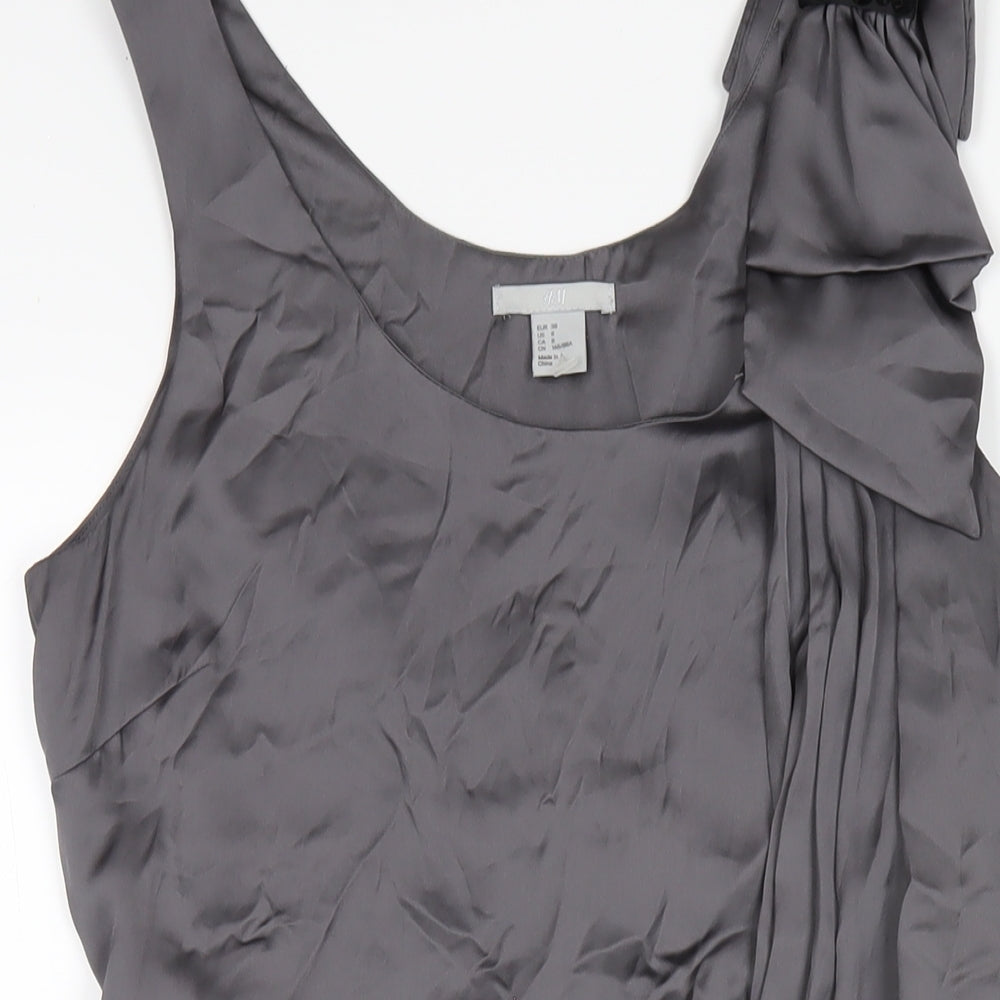 H&M Womens Grey Polyester Tank Dress Size 10 Scoop Neck Pullover