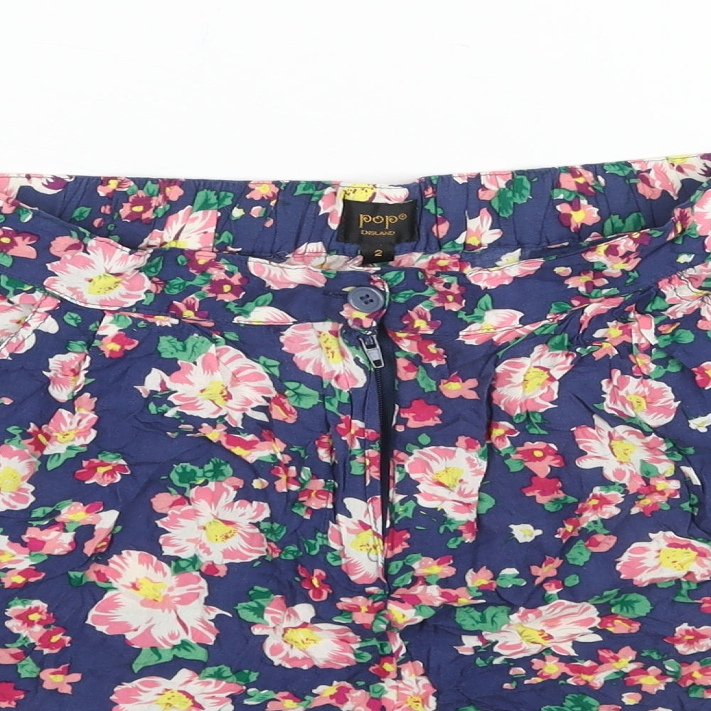 POP Womens Multicoloured Floral Polyester Basic Shorts Size 6 L3 in Regular Zip