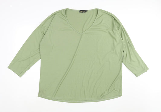 I SAW IT FIRST Womens Green Polyester Basic Blouse Size 24 V-Neck