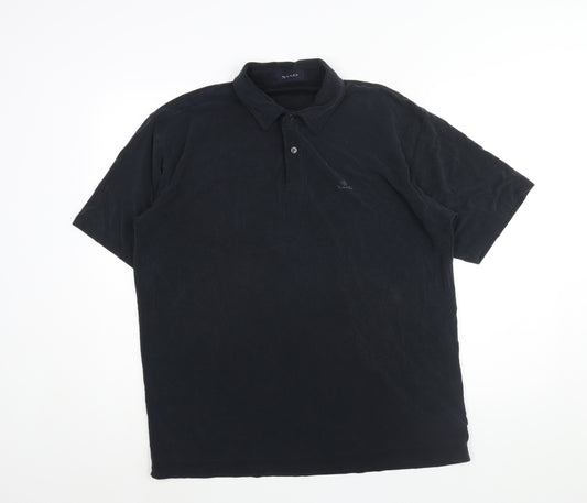 Sand Mens Blue Cotton Polo Size L Collared Button - Logo