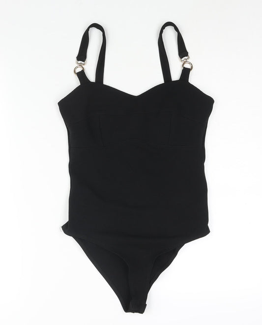 River Island Womens Black Polyester Bodysuit One-Piece Size 8 Snap - Buckle Detail