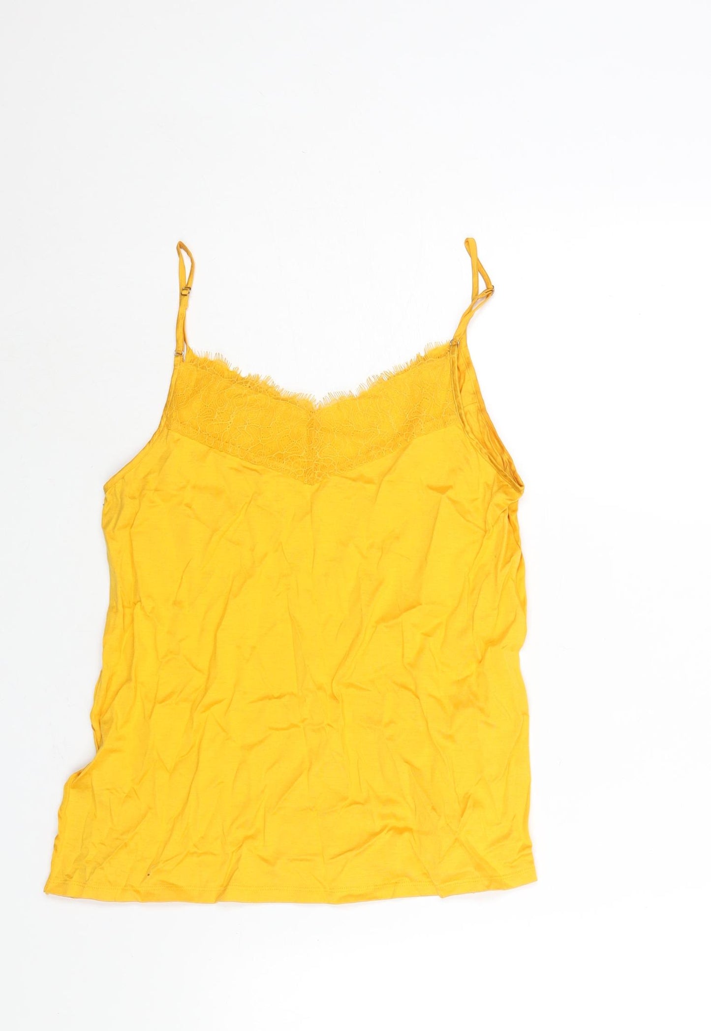 Massimo Dutti Womens Yellow Viscose Camisole Blouse Size XS Sweetheart - Lace Trim