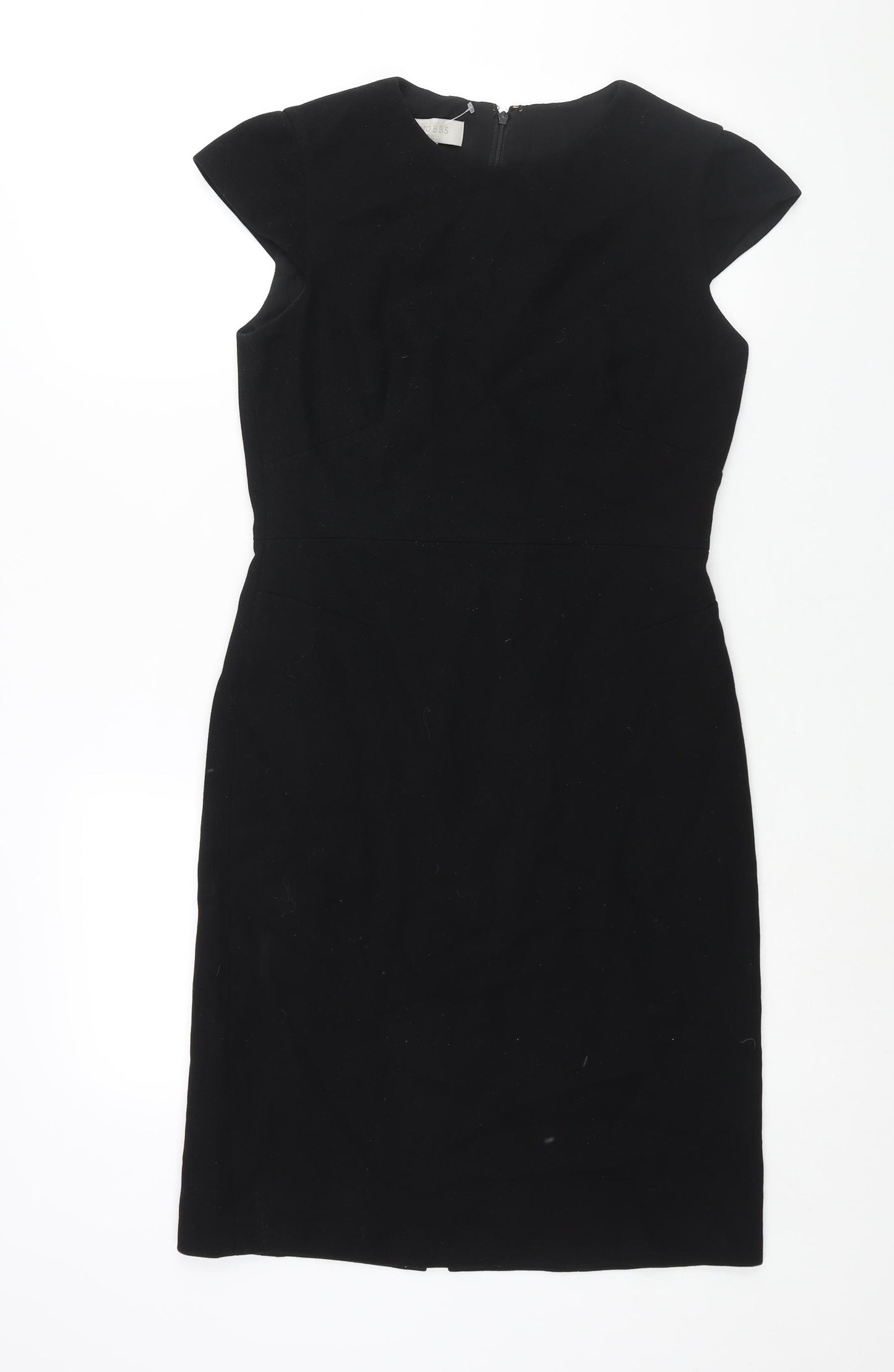 Hobbs Womens Black Polyester Shift Size 10 Round Neck Zip