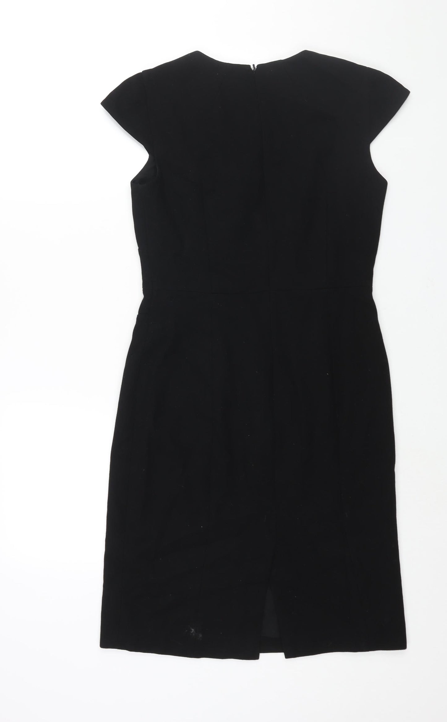 Hobbs Womens Black Polyester Shift Size 10 Round Neck Zip