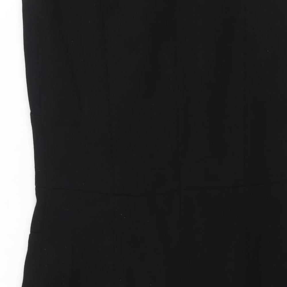 Hobbs Womens Black Polyester Shift Size 10 Round Neck Zip