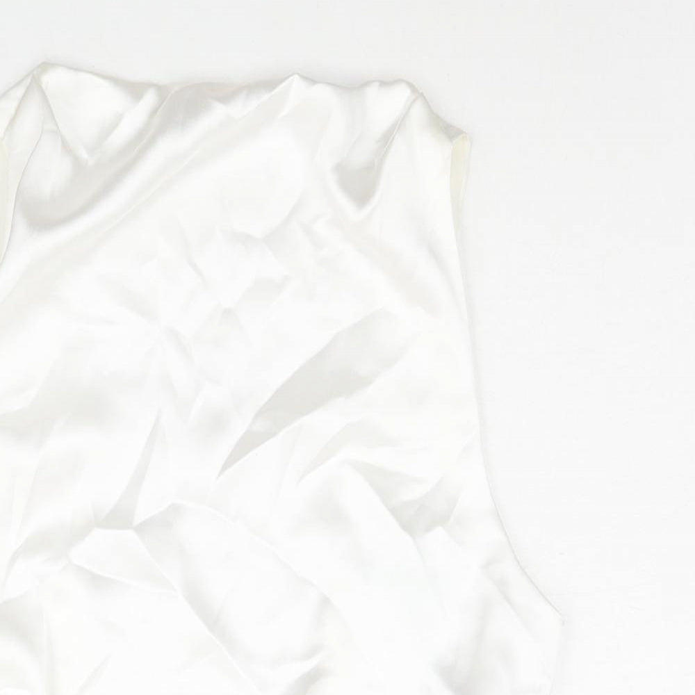 Zara Womens White Polyester Camisole Blouse Size M Round Neck - Open Back