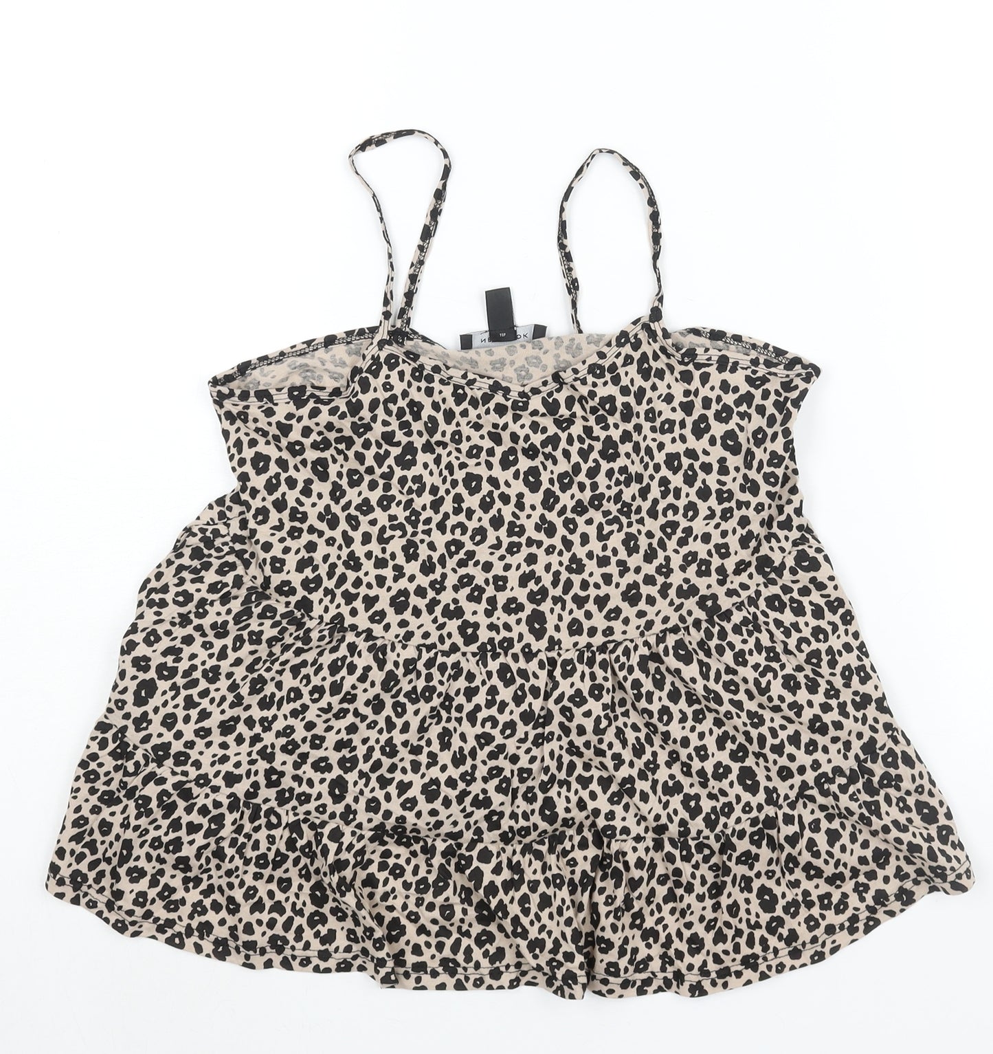 New Look Womens Beige Animal Print Cotton Camisole Blouse Size 8 Sweetheart - Leopard Print