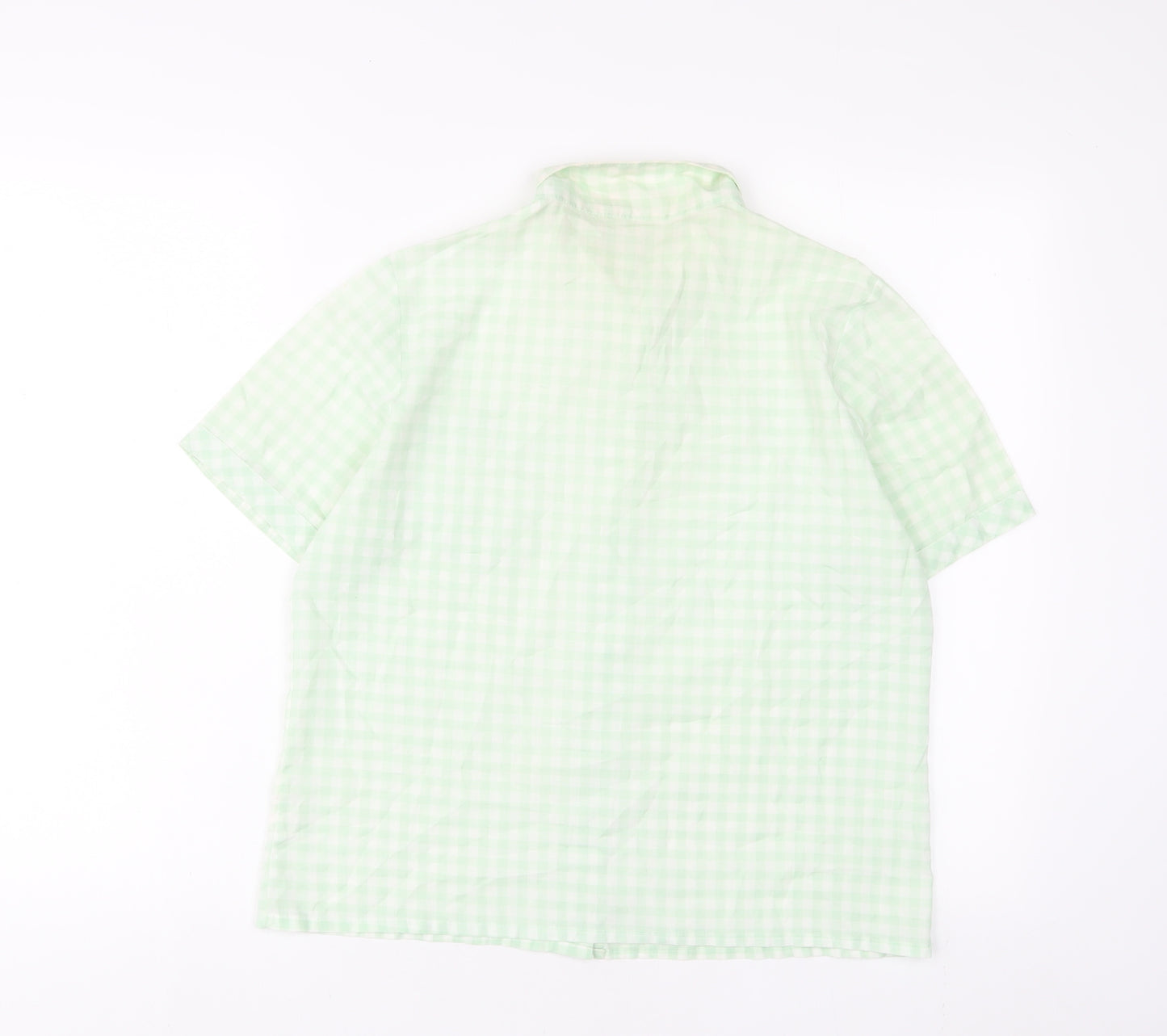 Justine Womens Green Plaid Cotton Basic Button-Up Size 16 Collared