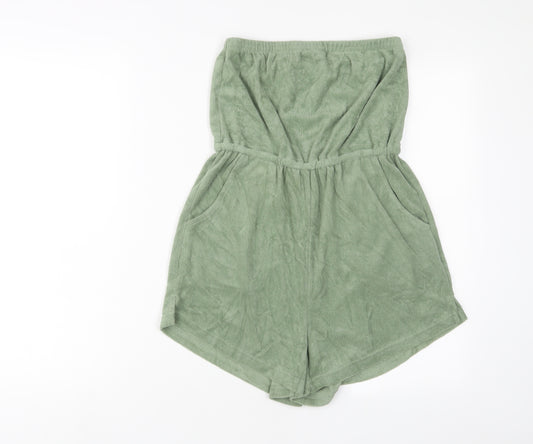 John Lewis Womens Green Cotton Playsuit One-Piece Size S Pullover - Beach wear