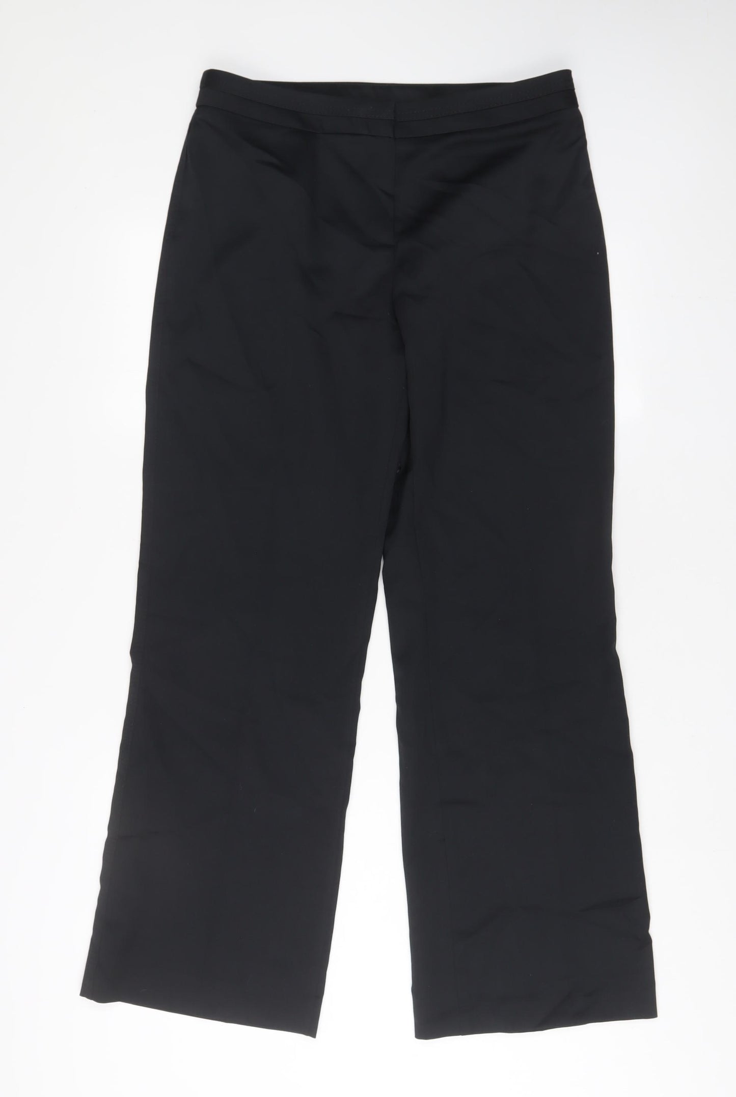 Marks and Spencer Womens Black Polyester Trousers Size 14 L31 in Regular Hook & Eye