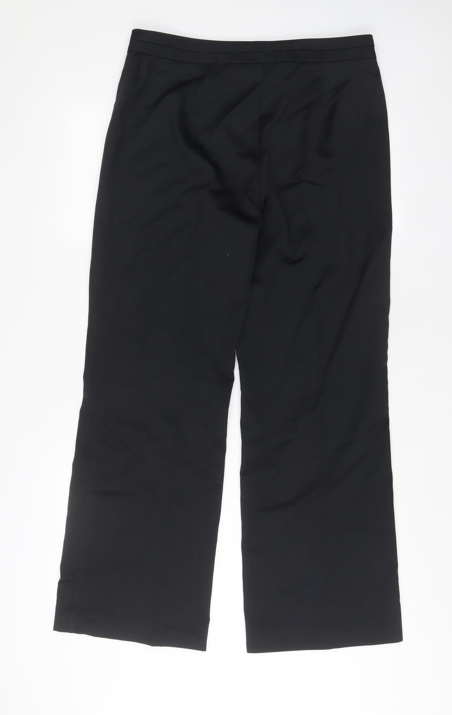 Marks and Spencer Womens Black Polyester Trousers Size 14 L31 in Regular Hook & Eye