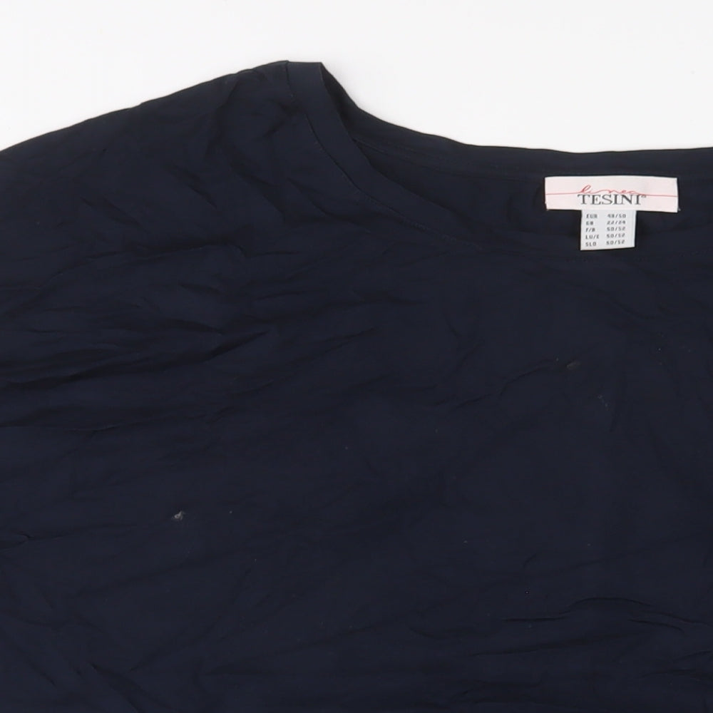 Tesini Womens Blue Viscose Basic T-Shirt Size 22 Crew Neck - 22/24