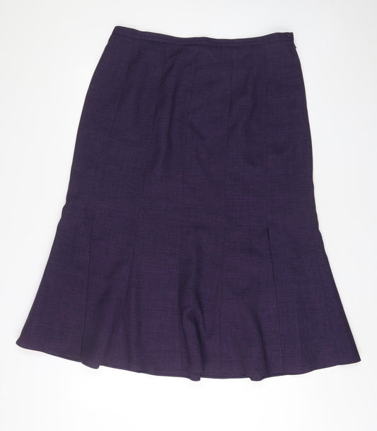 Jacques Vert Womens Purple Polyester A-Line Skirt Size 18 Zip