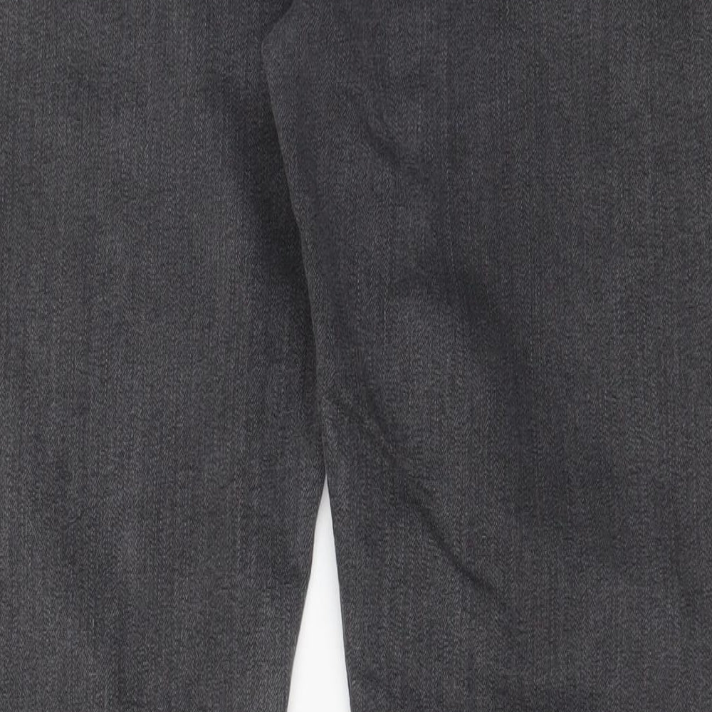 Marks and Spencer Mens Grey Cotton Tapered Jeans Size 36 in L33 in Regular Zip - Long Leg, Pockets