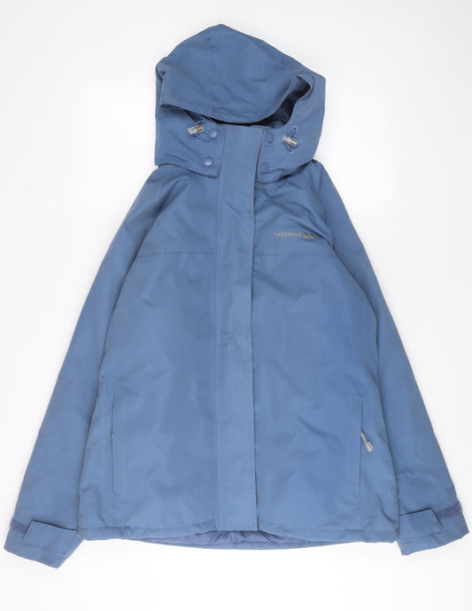 Trespass Womens Blue Rain Coat Coat Size 16 Zip - Zip Pockets