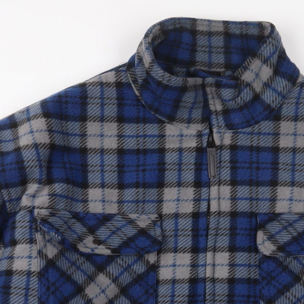 Fort Workwear Mens Blue Plaid Jacket Size L Zip - Pockets