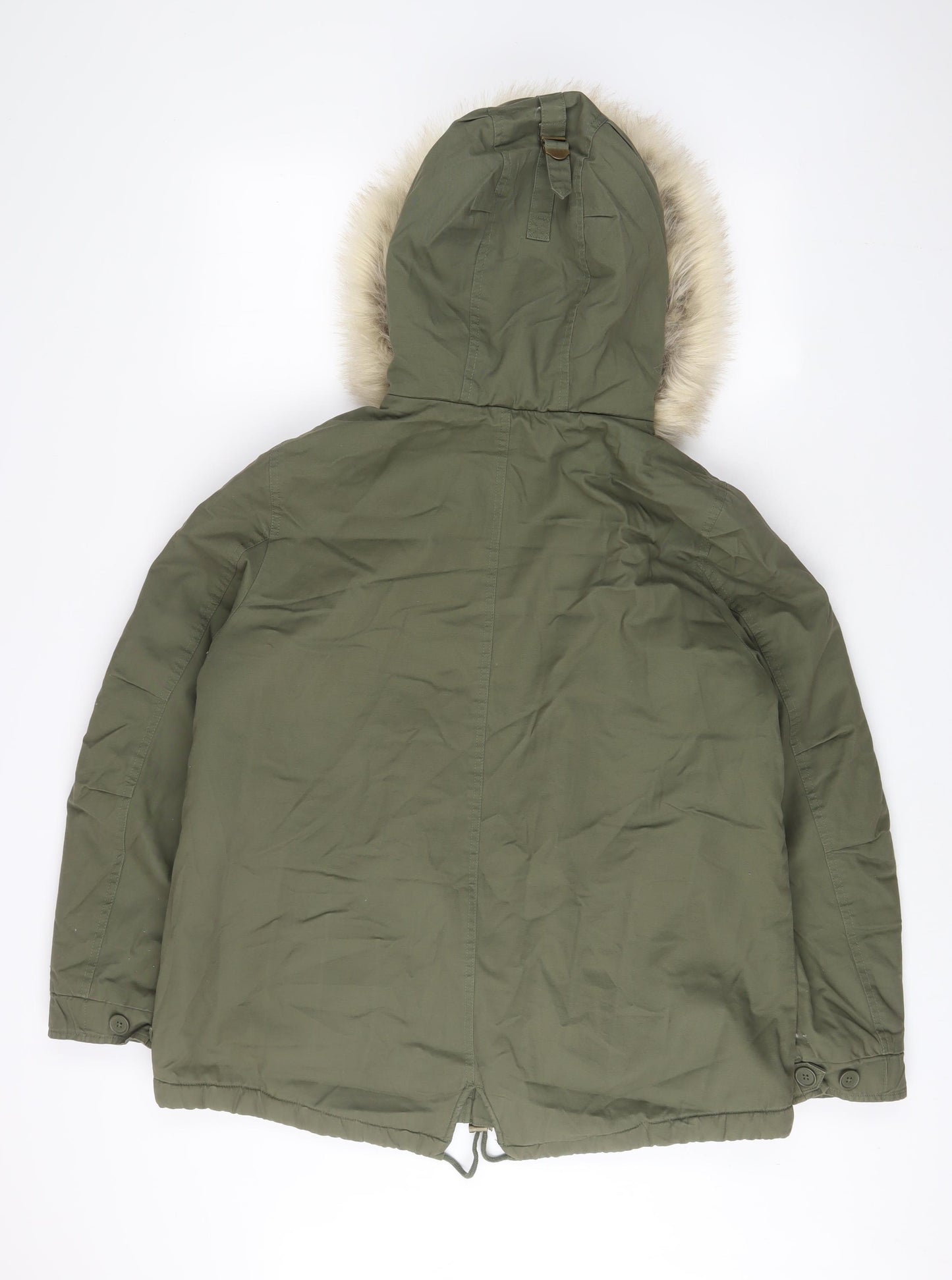 Marks and Spencer Womens Green Parka Coat Size 14 Zip