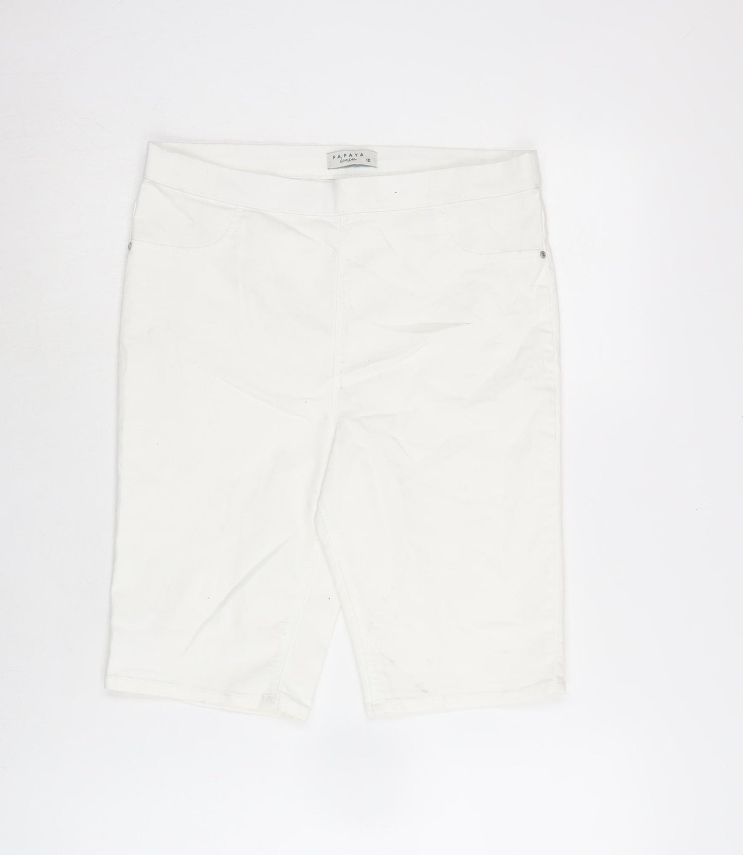 Matalan Womens White Cotton Boyfriend Shorts Size 10 L10.5 in Regular