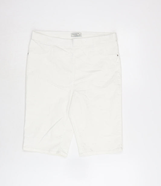 Matalan Womens White Cotton Boyfriend Shorts Size 10 L10.5 in Regular