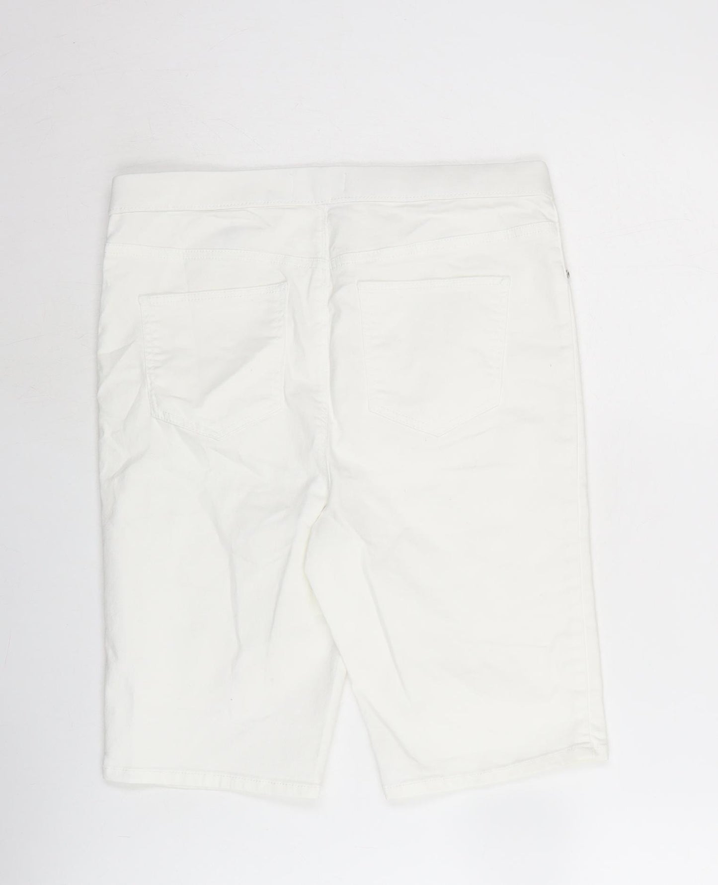 Matalan Womens White Cotton Boyfriend Shorts Size 10 L10.5 in Regular