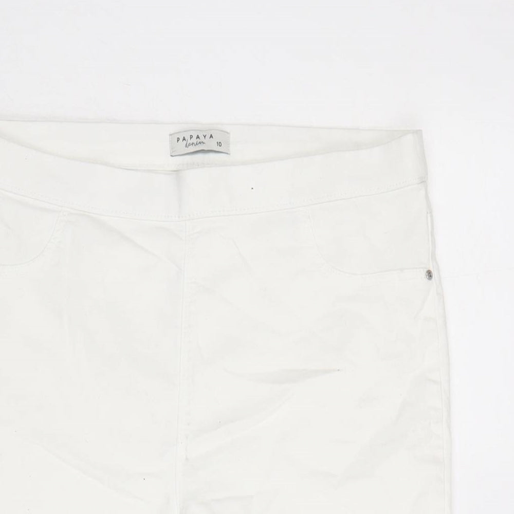 Matalan Womens White Cotton Boyfriend Shorts Size 10 L10.5 in Regular