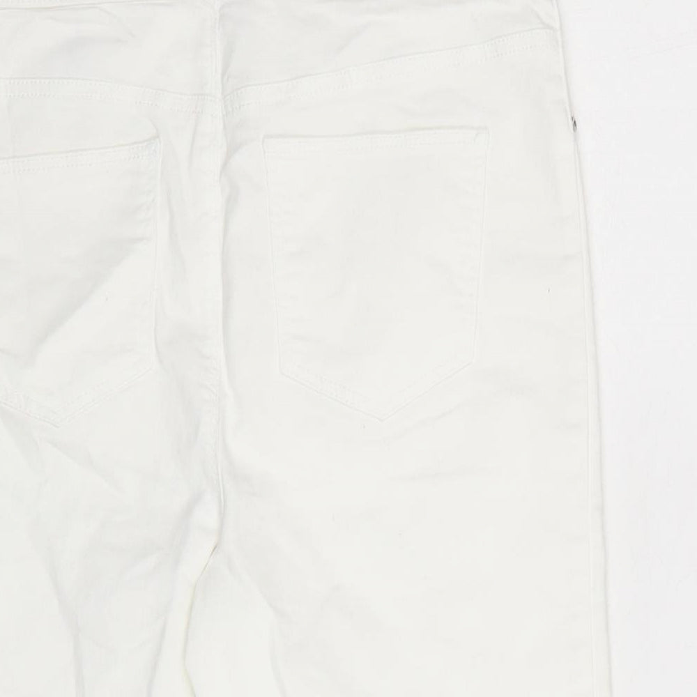 Matalan Womens White Cotton Boyfriend Shorts Size 10 L10.5 in Regular