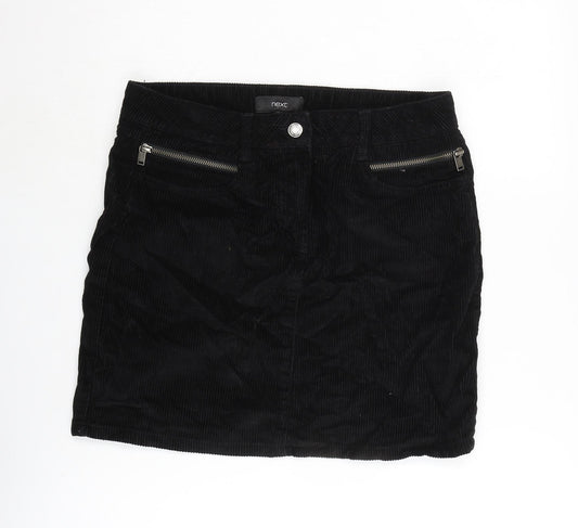 NEXT Womens Black Cotton Bandage Skirt Size 10 Zip