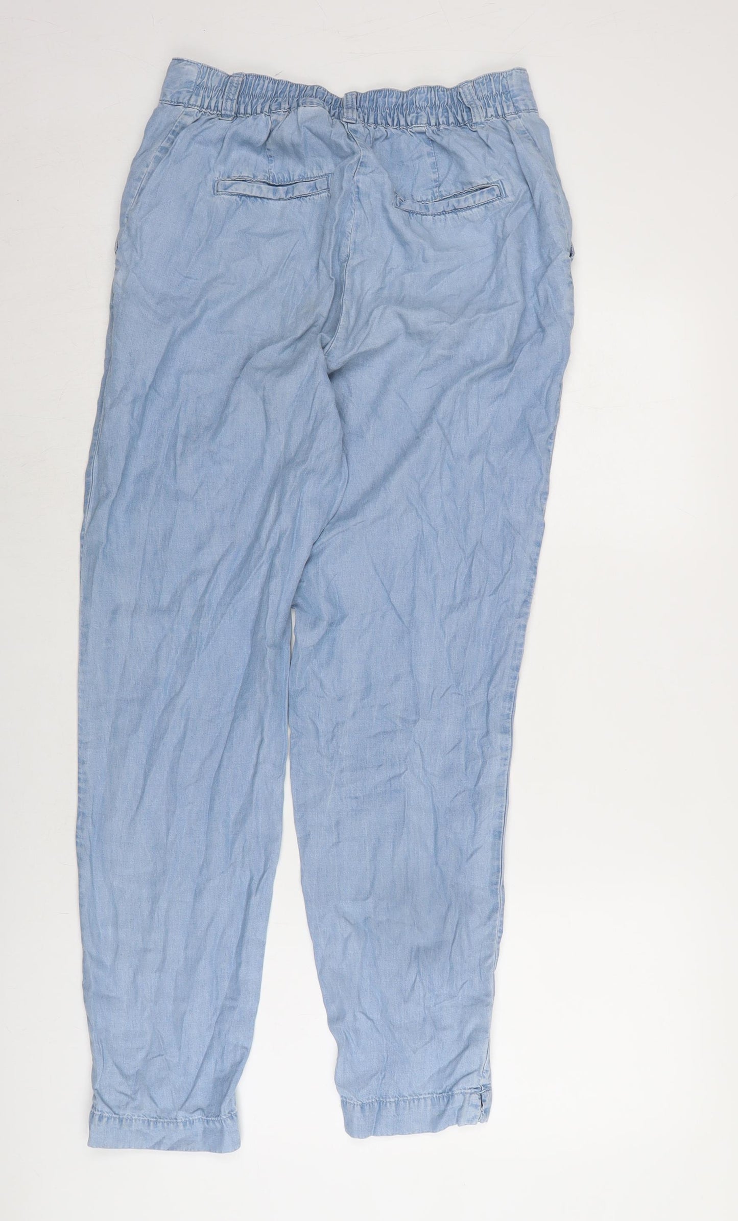 NEXT Womens Blue Lyocell Trousers Size 10 L30 in Regular Zip