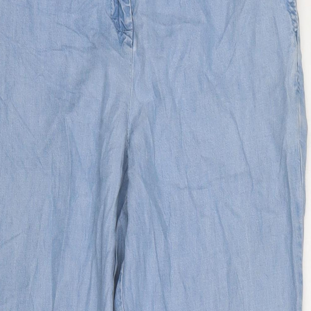 NEXT Womens Blue Lyocell Trousers Size 10 L30 in Regular Zip