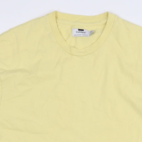 Topman Mens Yellow Cotton T-Shirt Size M Crew Neck