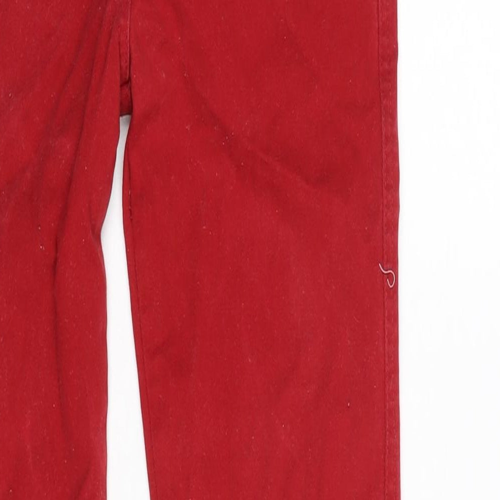 Denim & Co. Womens Red Cotton Straight Jeans Size 10 L31 in Regular Zip