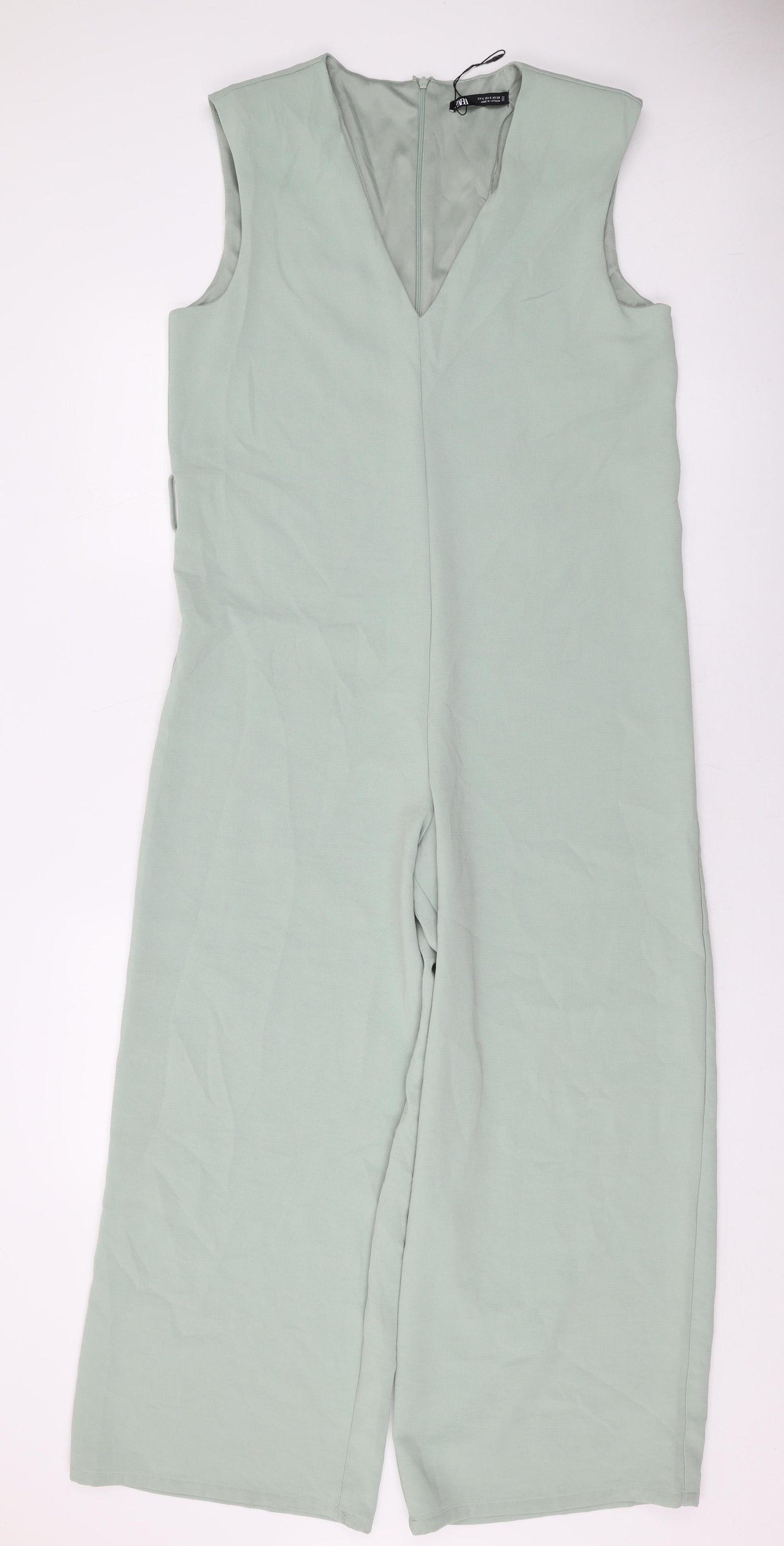 Zara Womens Green Polyester Jumpsuit One-Piece Size S L26 in Zip